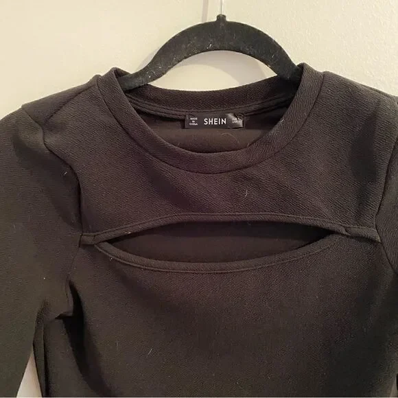 SHEIN Black Long Sleeve Top With Ruffles Sleeves • sz Small - Picture 3 of 4
